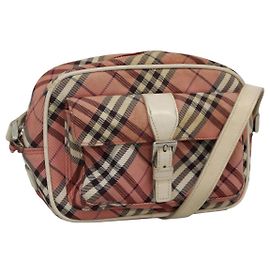 Borsa a spalla Burberry Nova Check Blue Label in tela rossa Auth ti2797