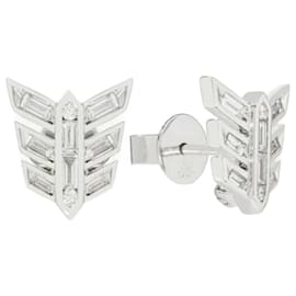 Orecchini a lobo Annoushka in oro bianco e diamanti a forma di piuma - Autre Marque