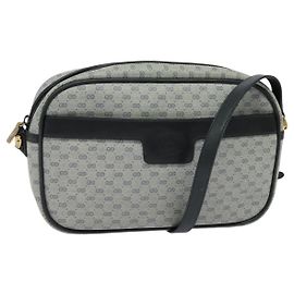 Gucci Bolso de Hombro Micro GG Supreme PVC Navy Gold 001 904 0439 Auth th5693