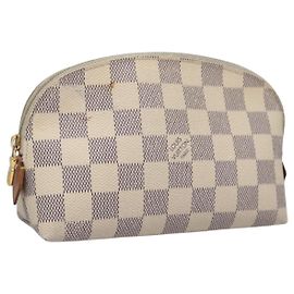 LOUIS VUITTON Pochette Cosmétique Damier Azur PM N60024 LV Auth EC298