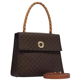 Céline Borsa a mano in tela Macadam CELINE in pelle PVC 2 vie marrone Auth EC148