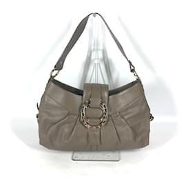 Bulgari Bolso de hombro de cuero gris Bvlgari
