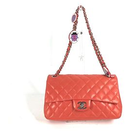 Borsa a spalla in pelle di agnello rossa Chanel