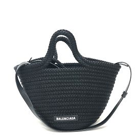 Borsa a spalla in nylon nero e pelle di agnello Balenciaga