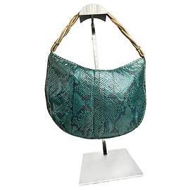 Borsa in pelle di serpente vintage Gianni Versace turchese dorata