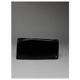 Porta ID de cuero patentado vintage de Cartier negro