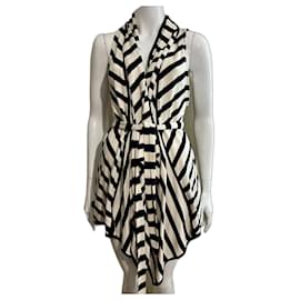Diane Von Furstenberg Schwarzer und weißer Seidenstrick-Cardigan mit Gürtel DvF Lilo