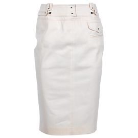 Saia lápis midi em algodão branco com detalhe na cintura Altuzarra