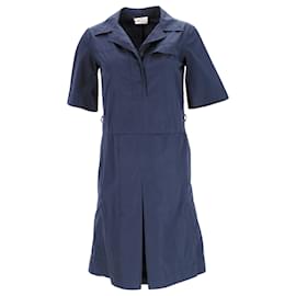 Vestido camisero midi con cinturón Prada en algodón azul marino