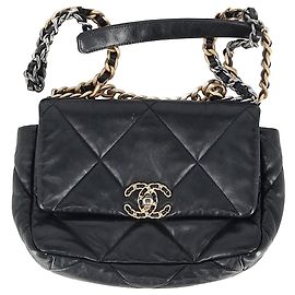 Chanel Quilted Chanel 19 Large Flap Bag in Black Leather