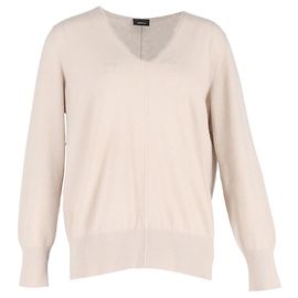 Akris V-Ausschnitt Pullover aus beigem Wolle