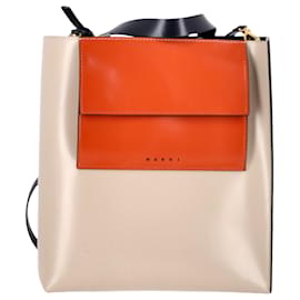 Bolso tote pequeño Marni Museo en cuero naranja