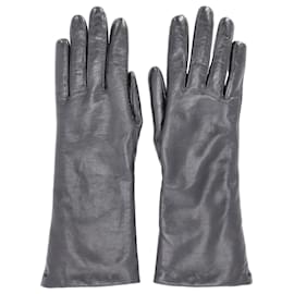 Kenzo Handschuhe aus schwarzem Leder mit Futter aus Fell