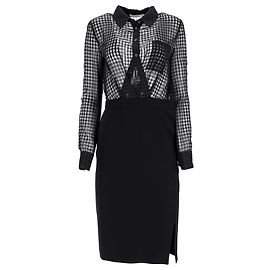 Altuzarra Ludovicio Gingham gerafftes Midikleid aus schwarzer Baumwolle