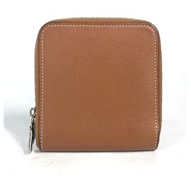 Hermès Hermes Braune Evercalf Leder Geldbörse im Bi-Fold-Design