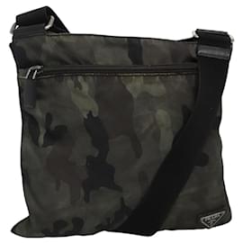 PRADA Borsa a Spalla in Nylon Kaki Nero Auth bs23050 - Prada