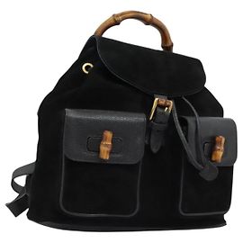 Zaino GUCCI in pelle scamosciata nera e oro 003 58 0016 Auth nb144