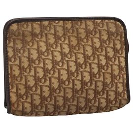 Borsa clutch in tela Trotter Christian Dior marrone Auth ti2891