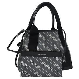 Bolso de mano BALENCIAGA de cuero PVC 2 vías gris 390346 Auth BA449
