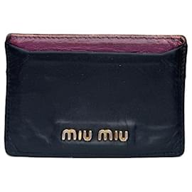 Portacarte in pelle vintage Miu Miu nero e viola