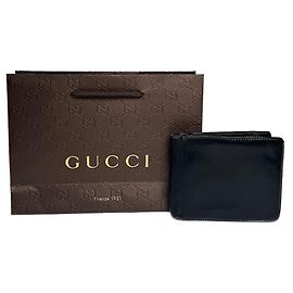 Portafoglio in pelle pieghevole vintage Gucci nero