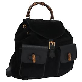Zaino GUCCI in pelle scamosciata nera e oro 003 58 0016 Auth nb007
