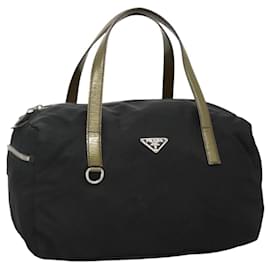 PRADA Borsa a mano in nylon nero argento autentica IN024