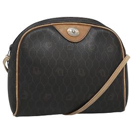 Borsa a spalla in tela a nido d'ape Christian Dior in pelle PVC nera Auth ti2906