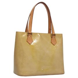 LOUIS VUITTON Monogram Vernis Houston Borsa a Mano Beige M91004 LV Auth EC214