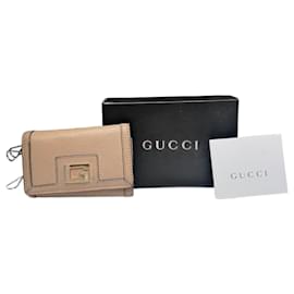 Vintage Gucci Leder Schlüsselhalter Rosa / Beige