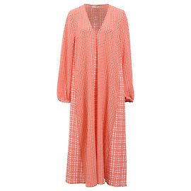 Autre Marque Abito midi in poliestere a quadri Leila V-Neck di Stine Goya in corallo
