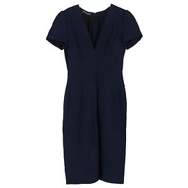 Abito midi con scollo a V Alexander Mcqueen in acetato blu navy
