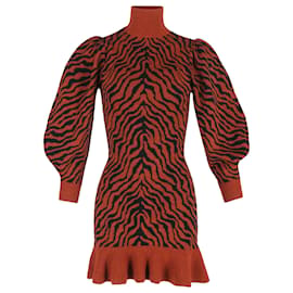 Abito mini a balze stampato Ulla Johnson Joni in lana ruggine