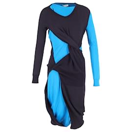 Vestido midi deconstruido Bottega Veneta en poliamida azul y púrpura