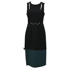 Vestido midi sin mangas Kenzo en viscosa negra y verde
