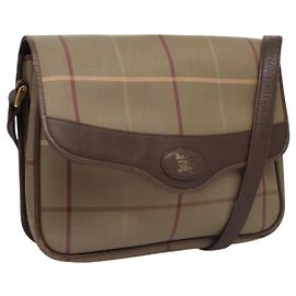 Autre Marque Bolso de Hombro Burberrys Nova Check de Lona Beige Dorado Auth bs23438