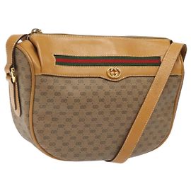 Bolsa Gucci Micro GG Supreme Web Sherry Line PVC Marrom 001 115 0918 Auth BA352