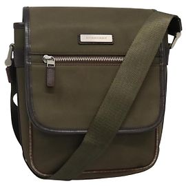 Borsa a spalla in nylon khaki Auth ti2863 di BURBERRY