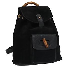 Zaino GUCCI in pelle scamosciata nera e oro 003 1705 0030 Auth nb031