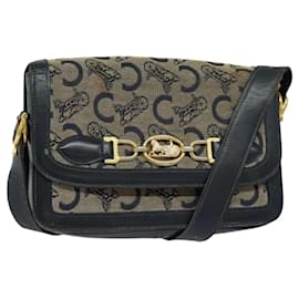 Céline Borsa a spalla Celine C Sulky in tela blu navy Auth EC321