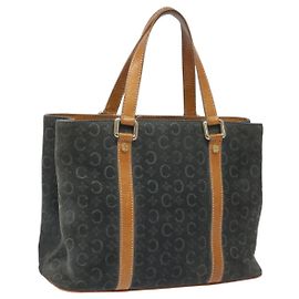 Céline Borsa a mano in tela Macadam CELINE C in suede grigio e oro Auth mr1055