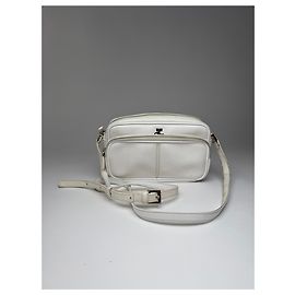 Borsa a tracolla in pelle vintage Courreges Parigi bianca