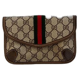 Clutch Gucci Ophidia GG Supreme Beige Pelle e Tela