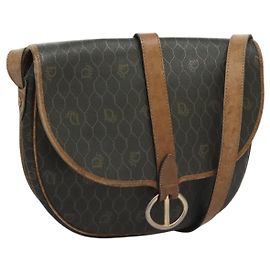 Borsa a spalla in tela a nido d'ape Christian Dior in pelle PVC nera Auth ti2907