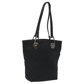 GUCCI GG Canvas Tote Bag Schwarz Silber 120840 Auth nb060