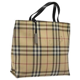 Borsa a mano in PVC beige con motivo Nova Check di BURBERRY Auth EC273