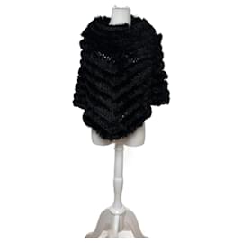 Vintage Courreges Pelzlederoberteil / Mantel Schwarz 38/M