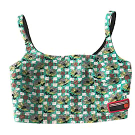 Prada Crop Top mit Trägern und Retro-Mustern