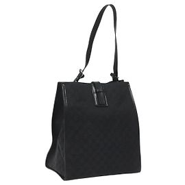 Borsa tote in tela GG Gucci Nera Argento 109101 Auth nb119