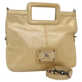Borsa a mano in pelle Burberry Blue Label 2 vie oro Auth ti2851
